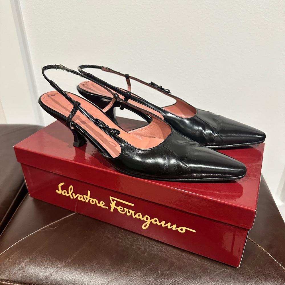 Ferragamo Black Slingback, 8.5